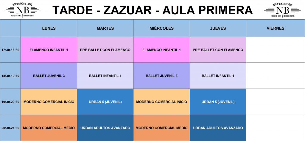 horario noba danza 26/27